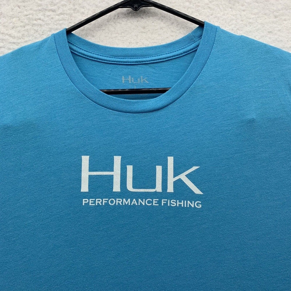 Huk T-Shirt Mens Large Blue Performance‎ Fishing USA Strong Outdoors Dad - Picture 2 of 10